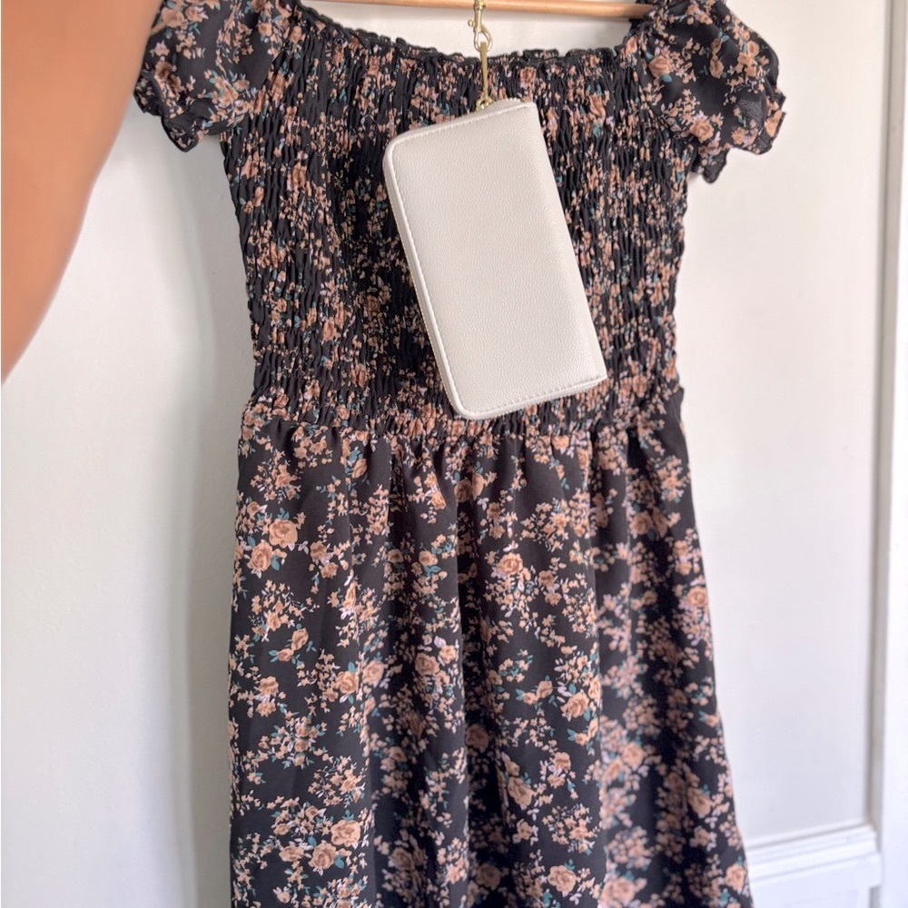 SHEIN Floral Off-Shoulder Dress – Smocked, Size L